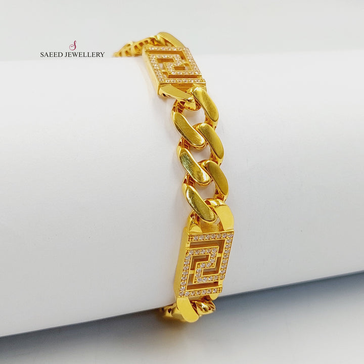 21K Gold Zircon Studded Cuban Links Bracelet by Saeed Jewelry - Image 8