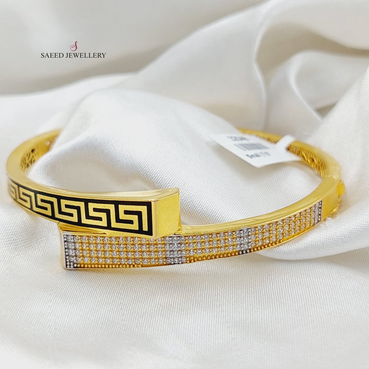 21K Gold Zircon Studded Virna Bangle Bracelet by Saeed Jewelry - Image 2