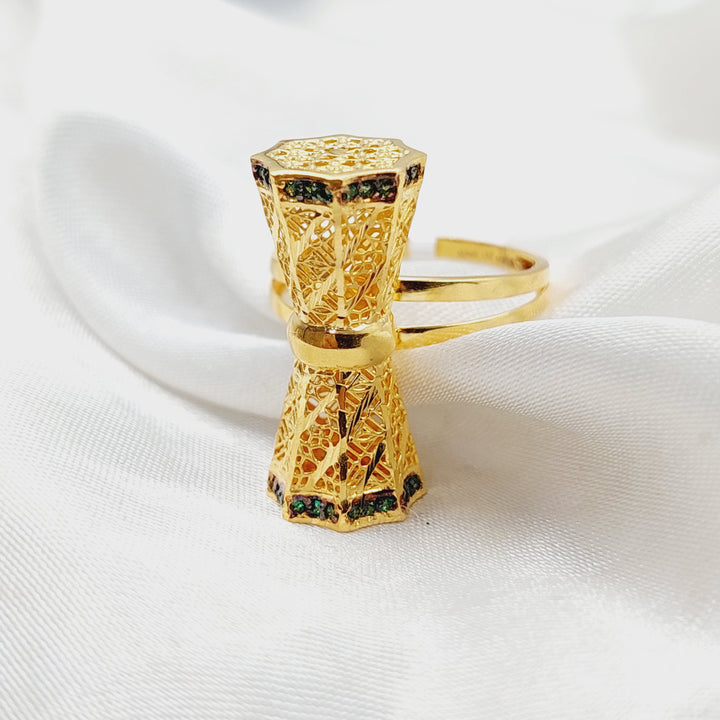 21K Gold Zircon Studded Rose Ring by Saeed Jewelry - Image 1