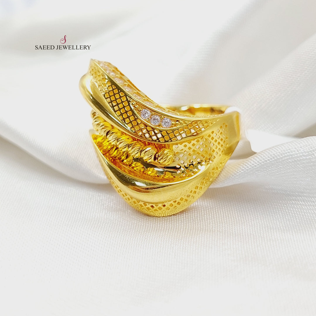 21K Gold Zircon Studded Deluxe Ring by Saeed Jewelry - Image 3