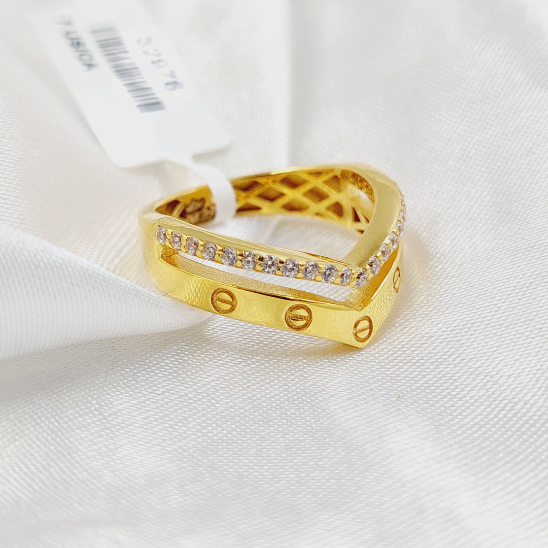 21K Gold Zircon Studded Figaro Ring by Saeed Jewelry - Image 2