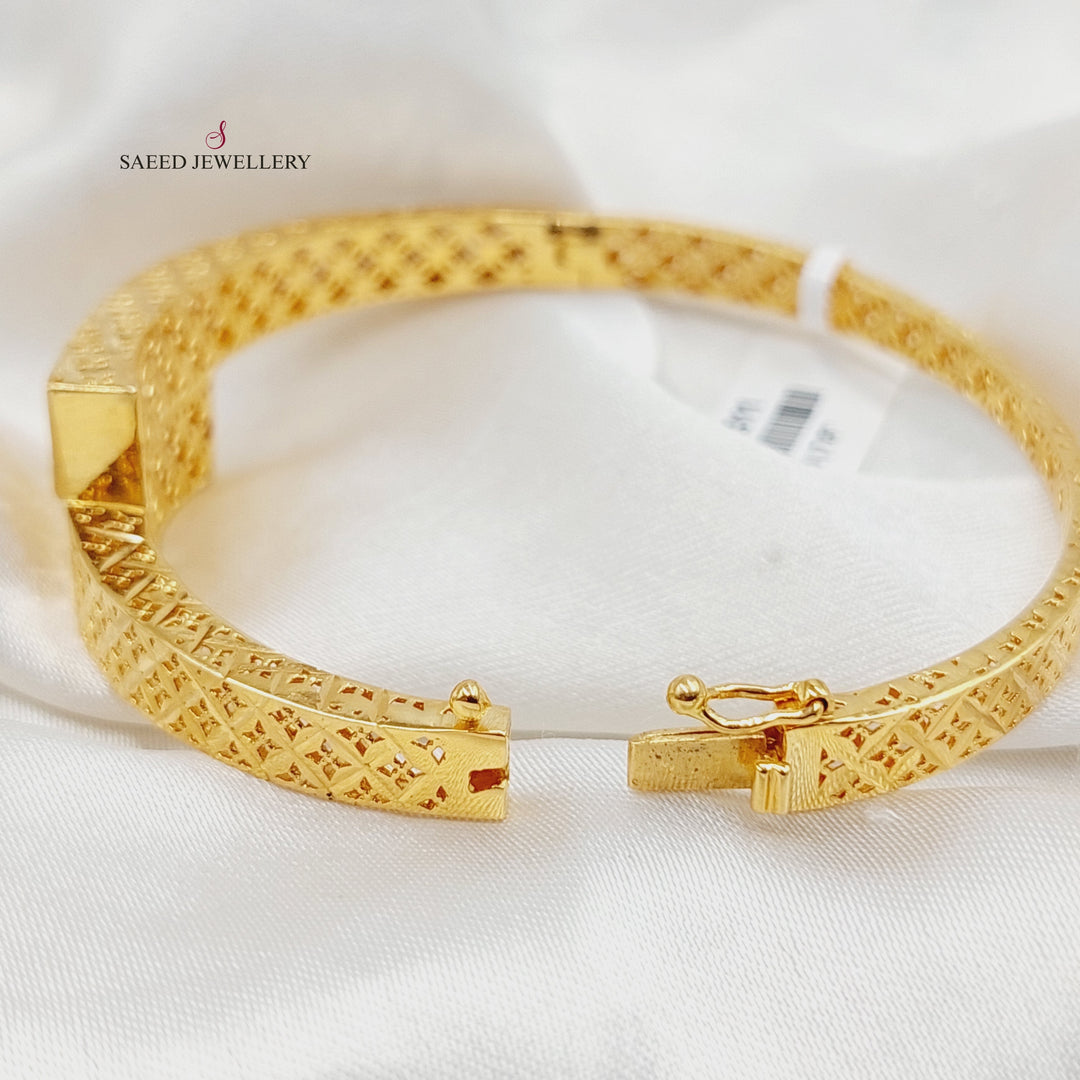 21K Gold Deluxe Engraved Bangle Bracelet by Saeed Jewelry - Image 3