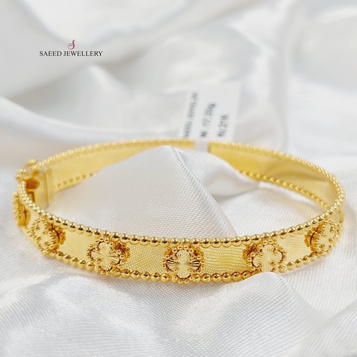 21K Gold Clover Bangle Bracelet by Saeed Jewelry - Image 5