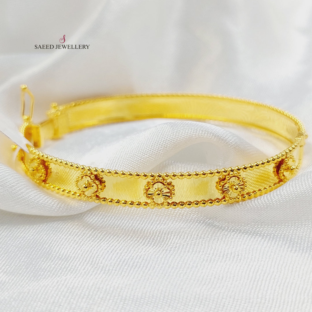 21K Gold 8mm Clover Bangle Bracelet by Saeed Jewelry - Image 4