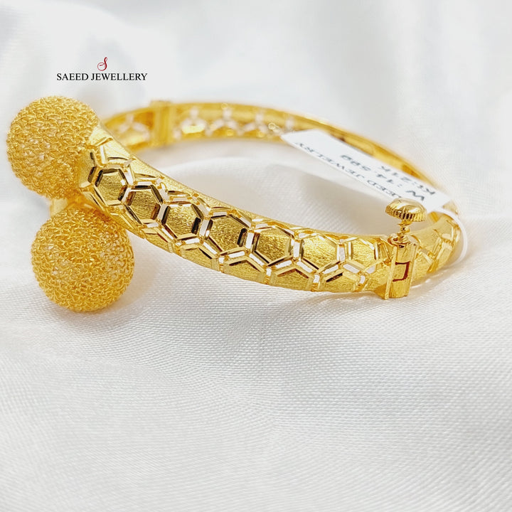 21K Gold Deluxe Balls Bangle Bracelet by Saeed Jewelry - Image 4