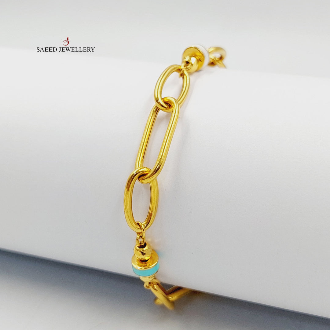 21K Gold Enameled Paperclip Bracelet by Saeed Jewelry - Image 1