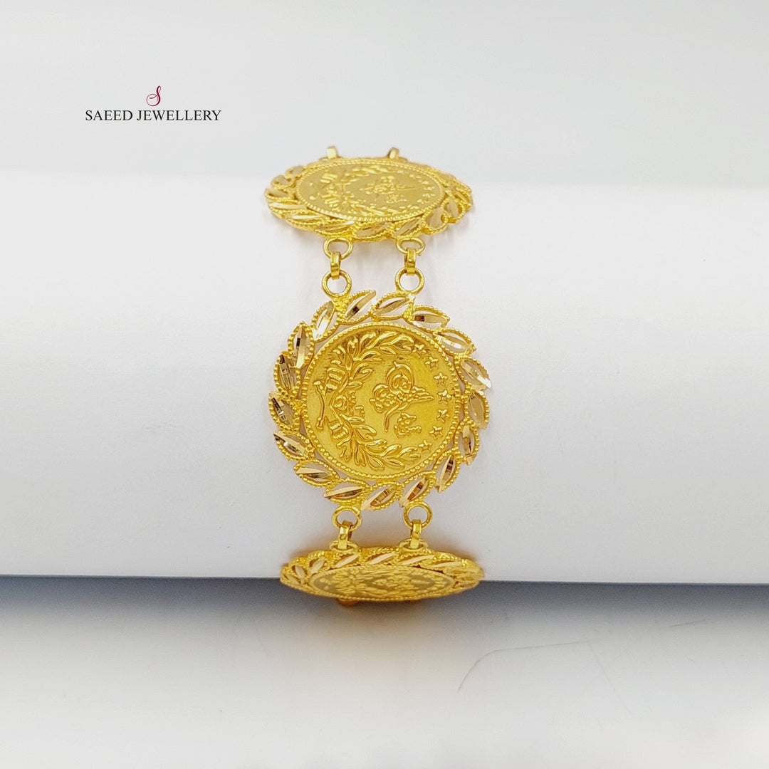 21K Gold Rashadi Leaf Bracelet by Saeed Jewelry - Image 3