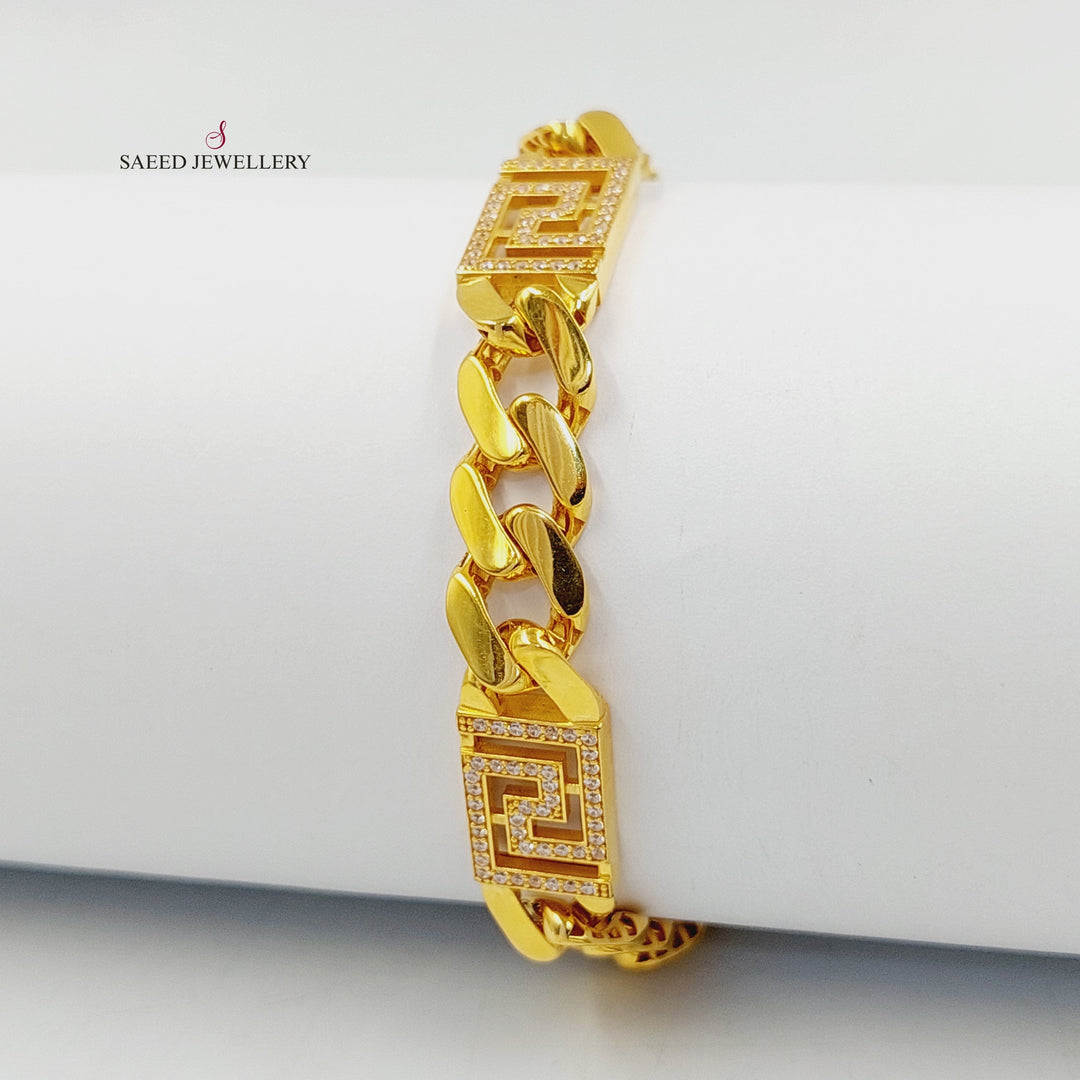 21K Gold Zircon Studded Cuban Links Bracelet by Saeed Jewelry - Image 1