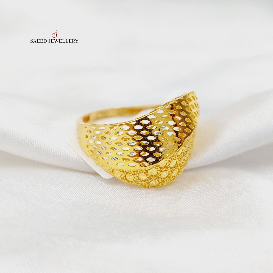 21K Gold Engraved Ring by Saeed Jewelry - Image 2