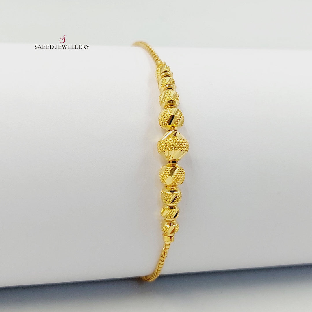 21K Gold Deluxe Balls Bracelet by Saeed Jewelry - Image 3