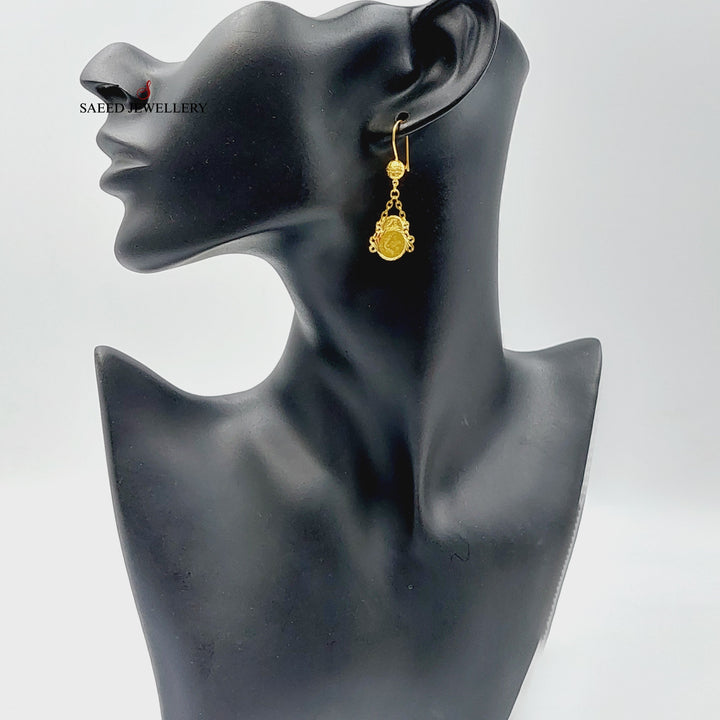 21K Gold Rashadi Eighths Earrings by Saeed Jewelry - Image 4