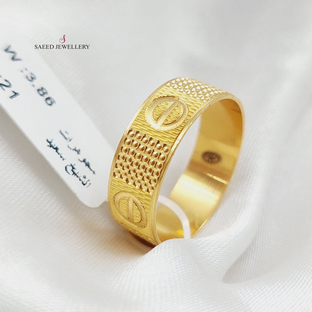 21K Gold Engraved Wedding Ring by Saeed Jewelry - Image 6