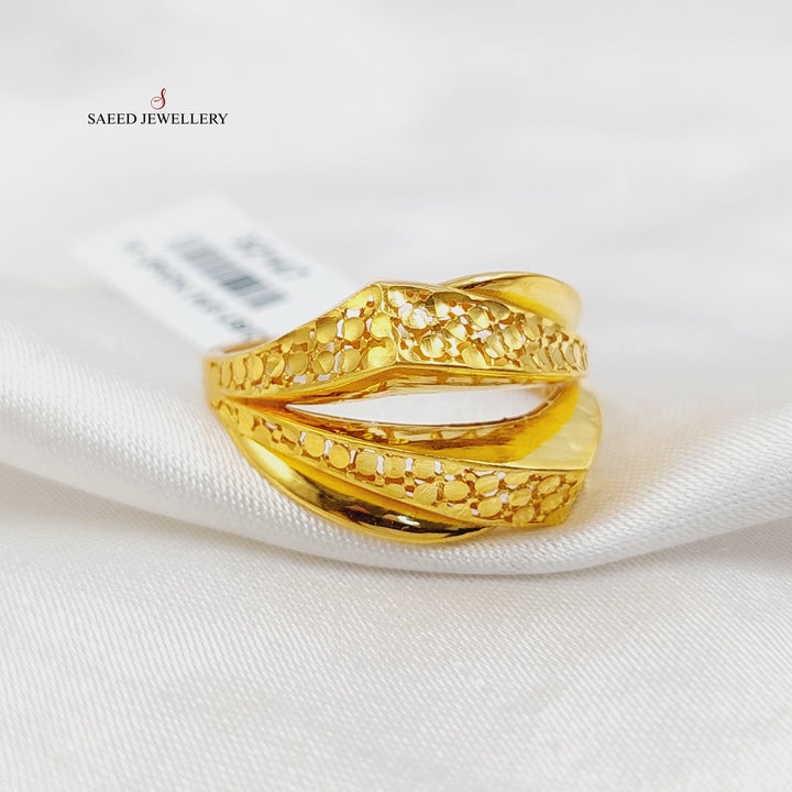 21K Gold Engraved Ring by Saeed Jewelry - Image 2