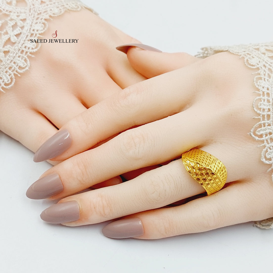 21K Gold Engraved Ring by Saeed Jewelry - Image 4