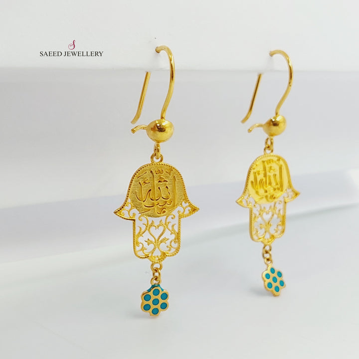 21K Gold Enameled Hand Earrings by Saeed Jewelry - Image 2