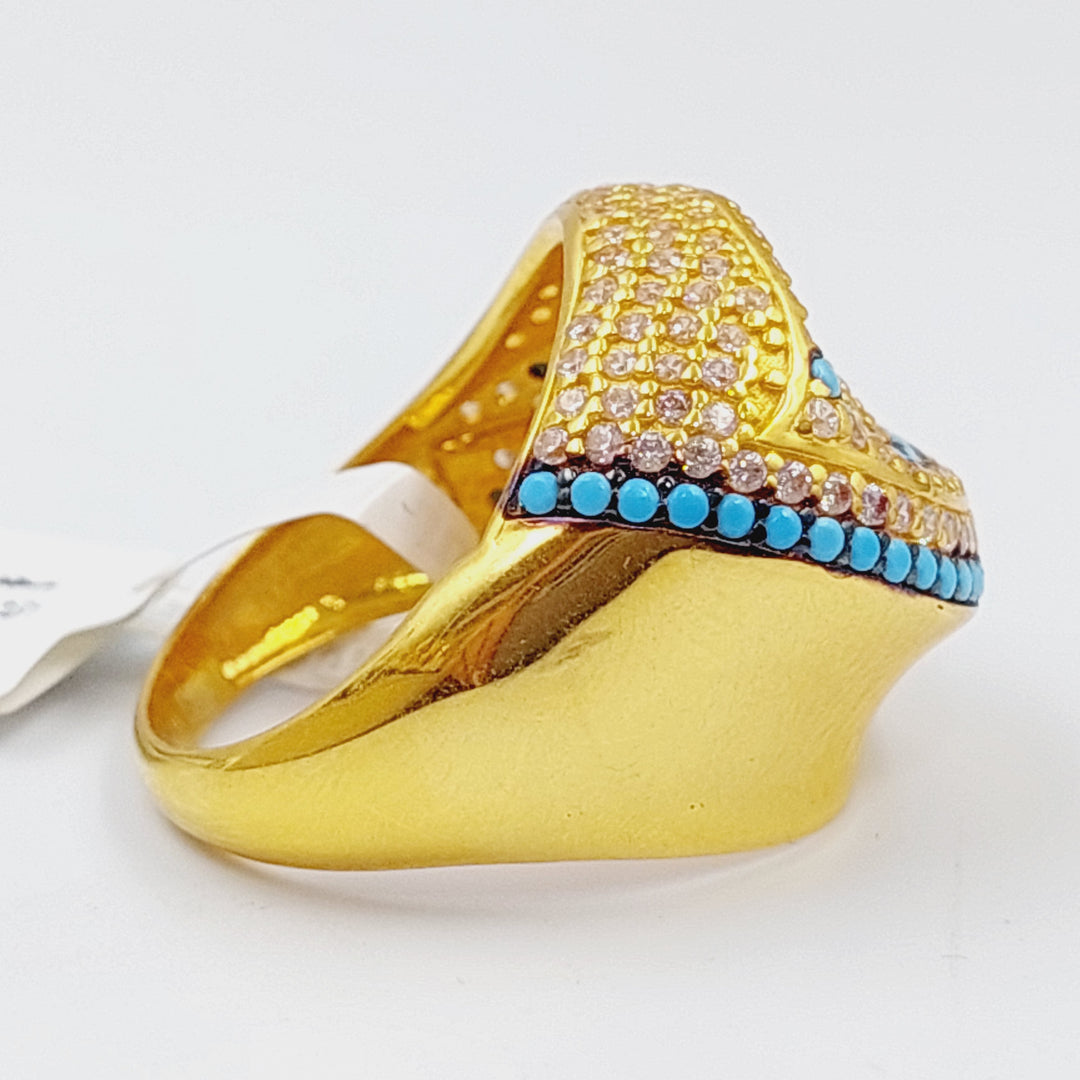 21K Gold Turquoise Ring by Saeed Jewelry - Image 3