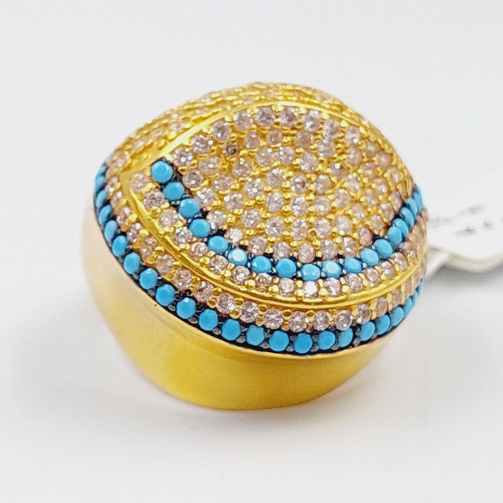 21K Gold Turquoise Ring by Saeed Jewelry - Image 5