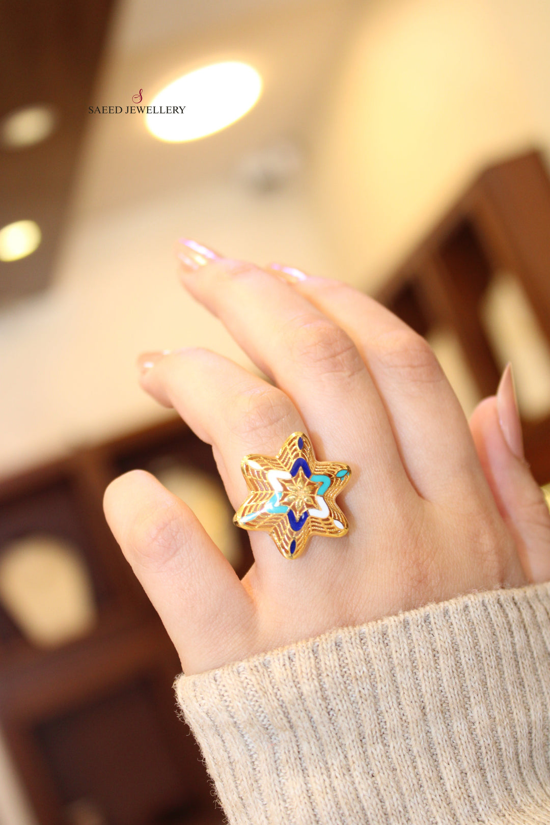 21K Gold Turquoise Ring by Saeed Jewelry - Image 4