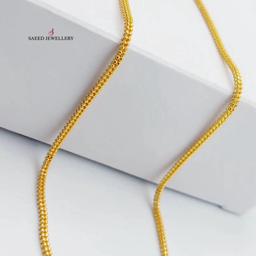 21K Gold 2.5mm Box Chain 45cm by Saeed Jewelry - Image 3