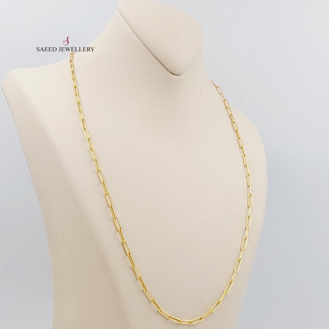 <span>(2.5mm) Paperclip Chain 60cm Made of 21K Yellow Gold</span> by Saeed Jewelry-سنسال-تيفاني-60-سم-متوسط-السماكة