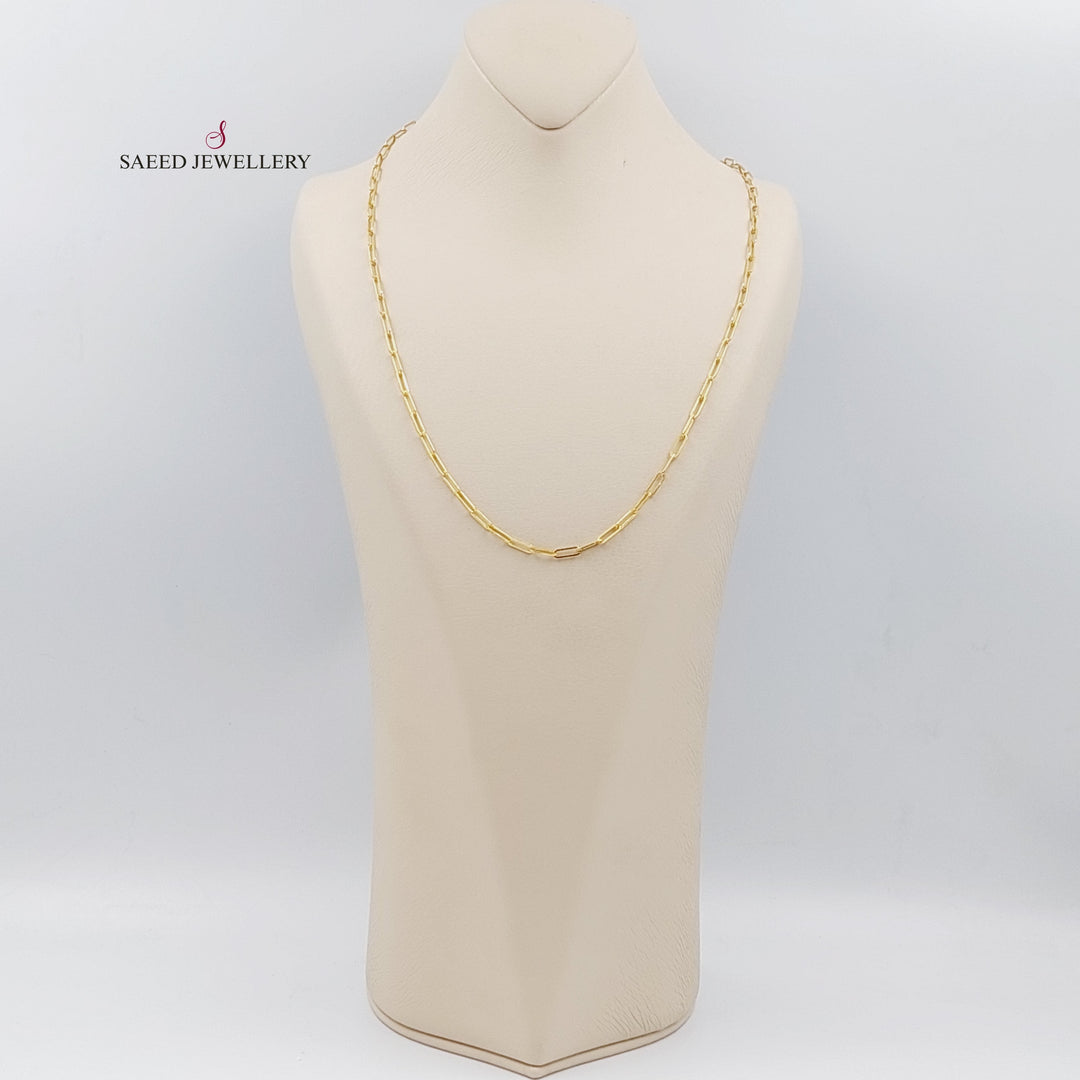 <span>(2.5mm) Paperclip Chain 60cm Made of 21K Yellow Gold</span> by Saeed Jewelry-سنسال-تيفاني-60-سم-متوسط-السماكة