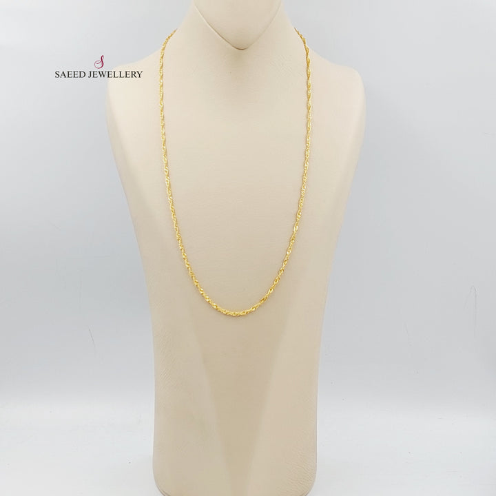 21K Gold 2.5mm Singapore Chain 60cm by Saeed Jewelry - Image 3