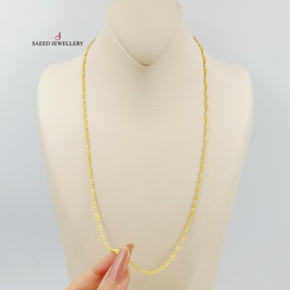 21K Gold 2.5mm Singapore Chain 60cm by Saeed Jewelry - Image 1