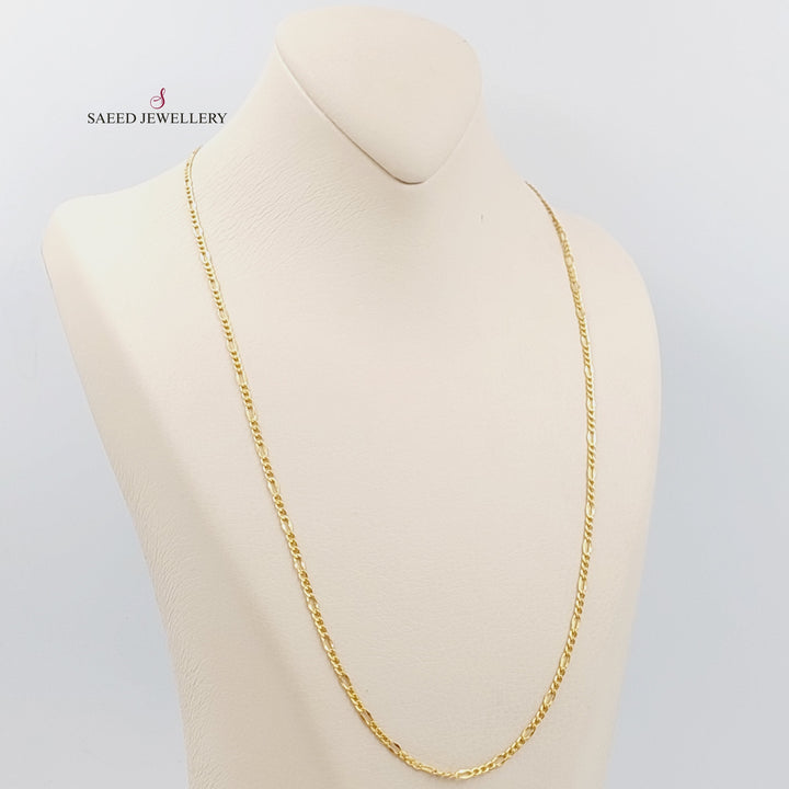 <span>(2mm) Figaro Chain Made of 21K Yellow Gold</span> by Saeed Jewelry-سنسال-كارتير-60-سم-متوسط-السماكة