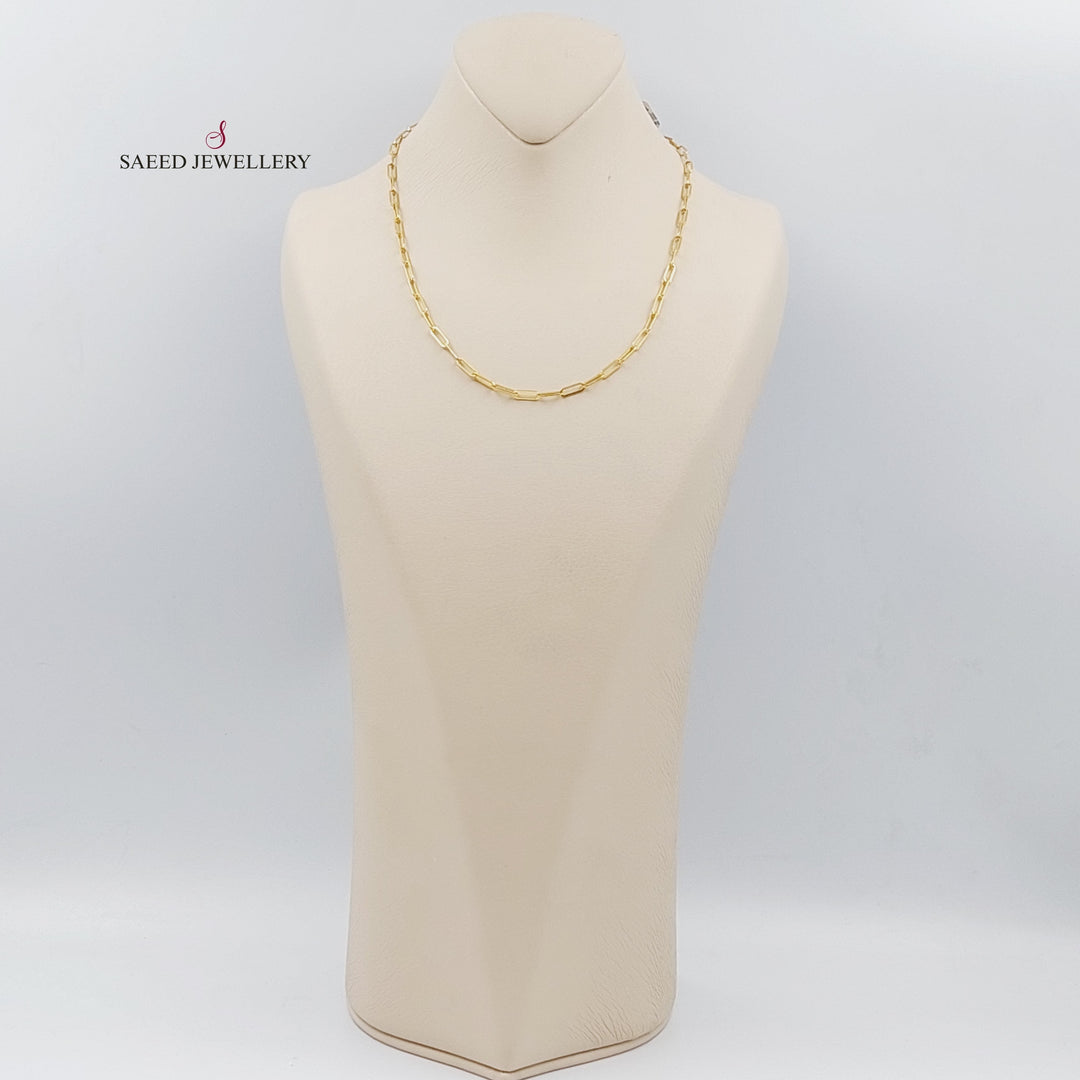 21K Gold 3.5mm Paperclip Chain 50cm by Saeed Jewelry - Image 2