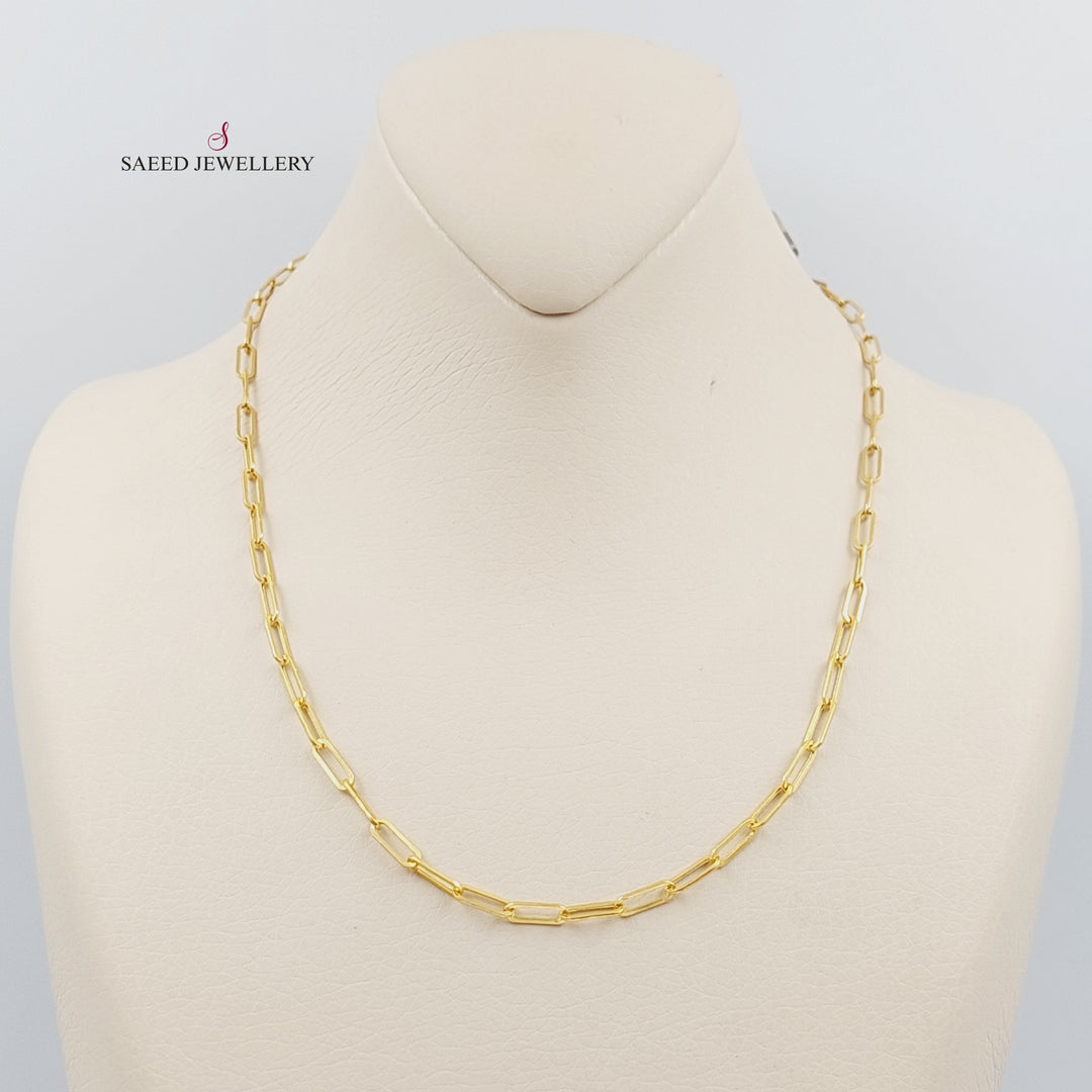 21K Gold 3.5mm Paperclip Chain 50cm by Saeed Jewelry - Image 4