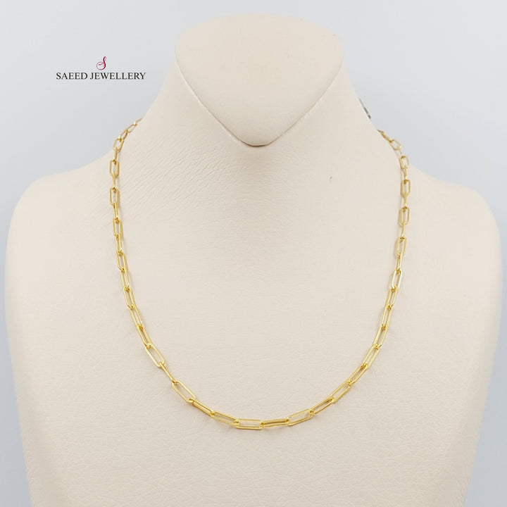 21K Gold 3.5mm Paperclip Chain 50cm by Saeed Jewelry - Image 4