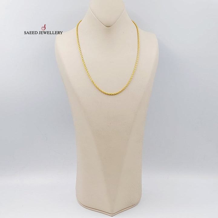 21K Gold 3.5mm Rope Chain 50cm by Saeed Jewelry - Image 2