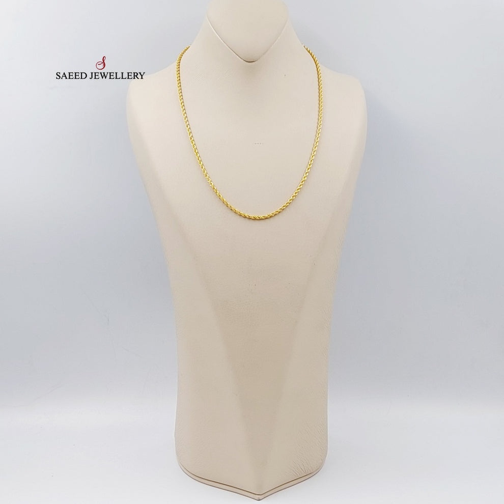 21K Gold 3.5mm Rope Chain 50cm by Saeed Jewelry - Image 3