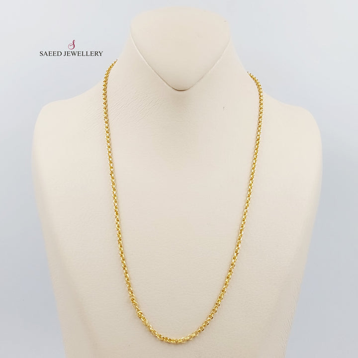 21K Gold 3mm Cable Link Chain 50cm by Saeed Jewelry - Image 2