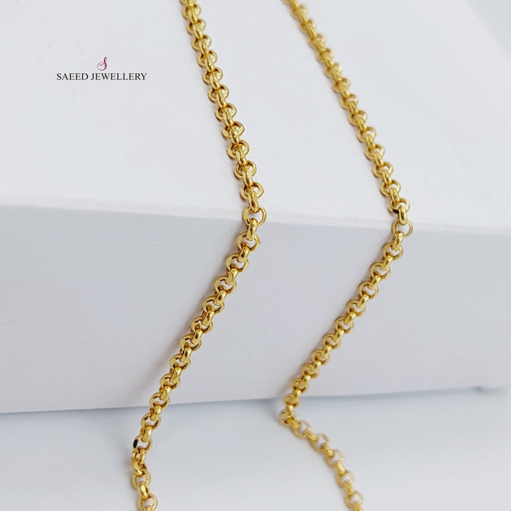 21K Gold 3mm Cable Link Chain 50cm by Saeed Jewelry - Image 5