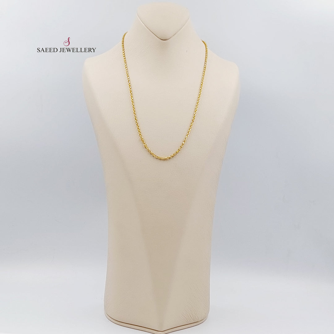 21K Gold 3mm Cable Link Chain 50cm by Saeed Jewelry - Image 1