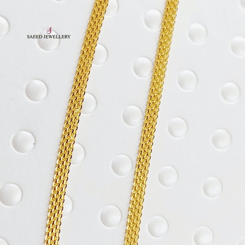 21K Gold 3mm Flat Fancy Chain 40cm by Saeed Jewelry - Image 3