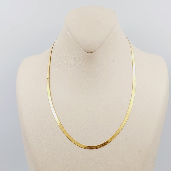 21K Gold 3mm Flat Chain 45cm by Saeed Jewelry - Image 1