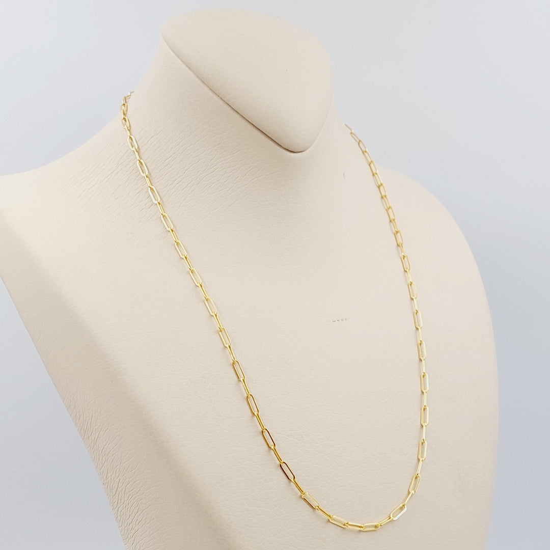 21K Gold 3mm Paperclip Chain 50cm by Saeed Jewelry - Image 1