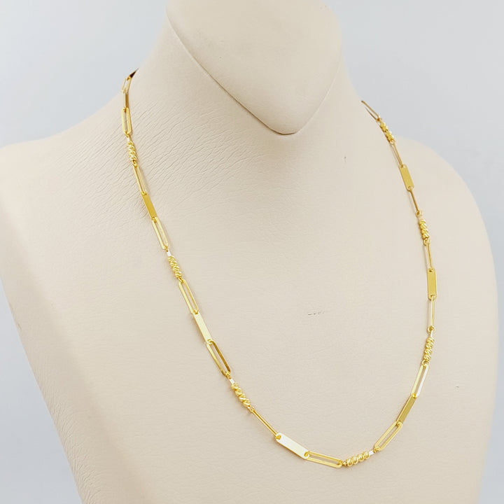 21K Gold 3mm Paperclip Mix Chain 45cm by Saeed Jewelry - Image 7