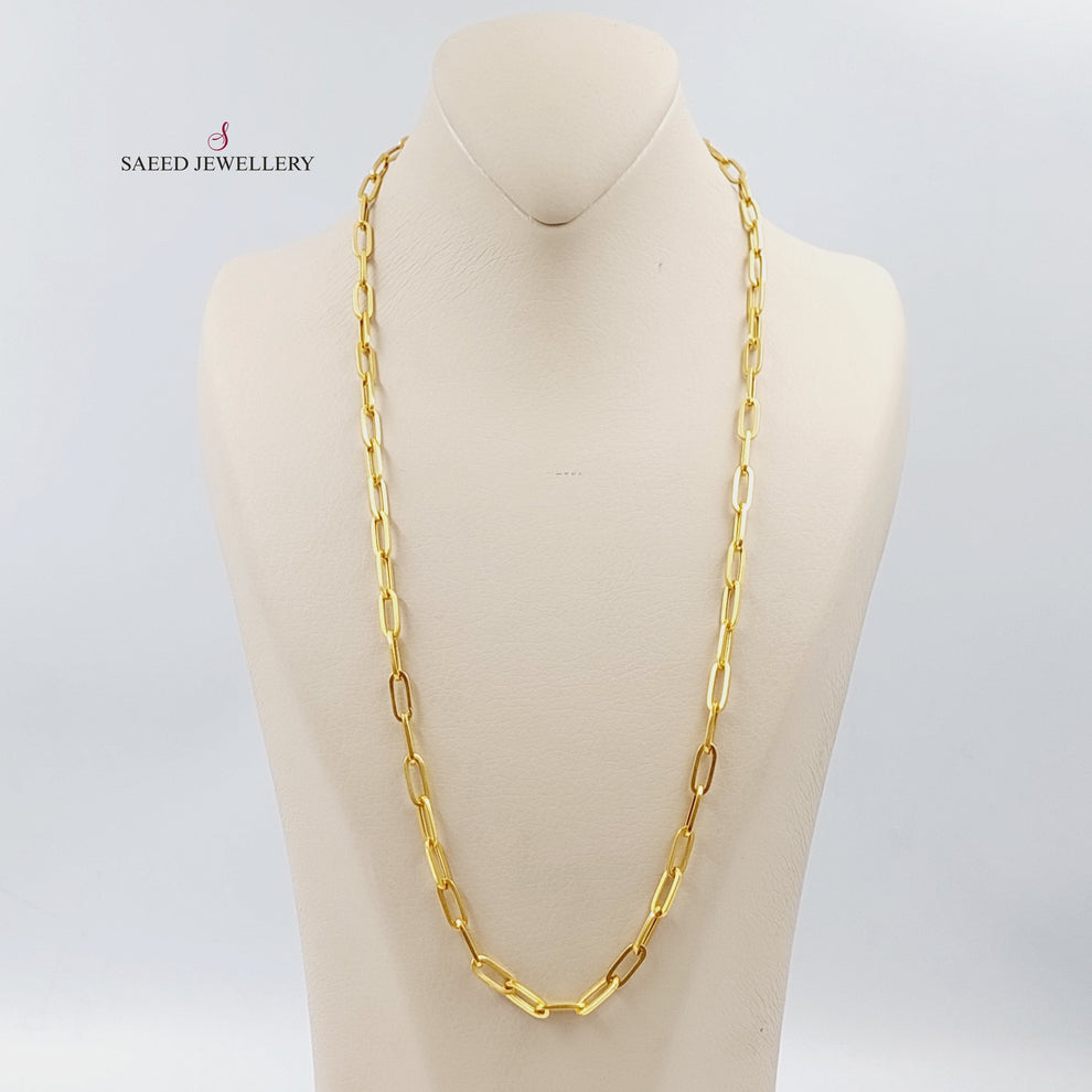 21K Gold 5mm Paperclip Chain 60cm by Saeed Jewelry - Image 3