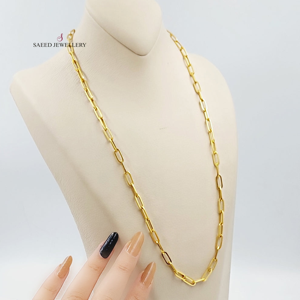 21K Gold 5mm Paperclip Chain 60cm by Saeed Jewelry - Image 1