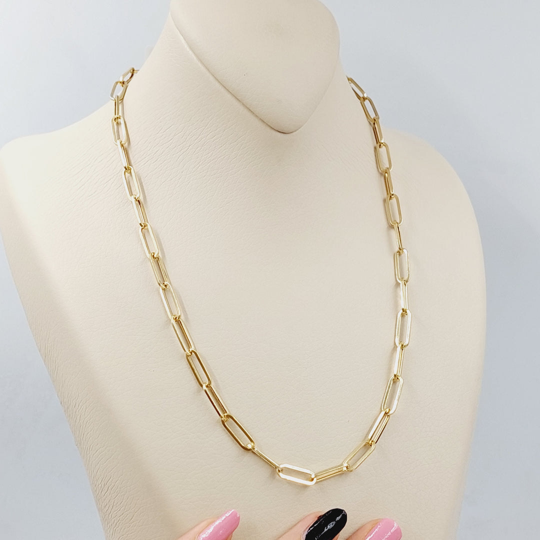 18K Gold 5mm Paperclip Necklace Chain 45cm by Saeed Jewelry - Image 1