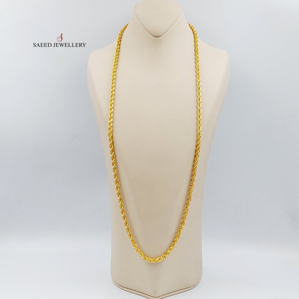 21K Gold 5mm Rope Chain 70cm by Saeed Jewelry - Image 3