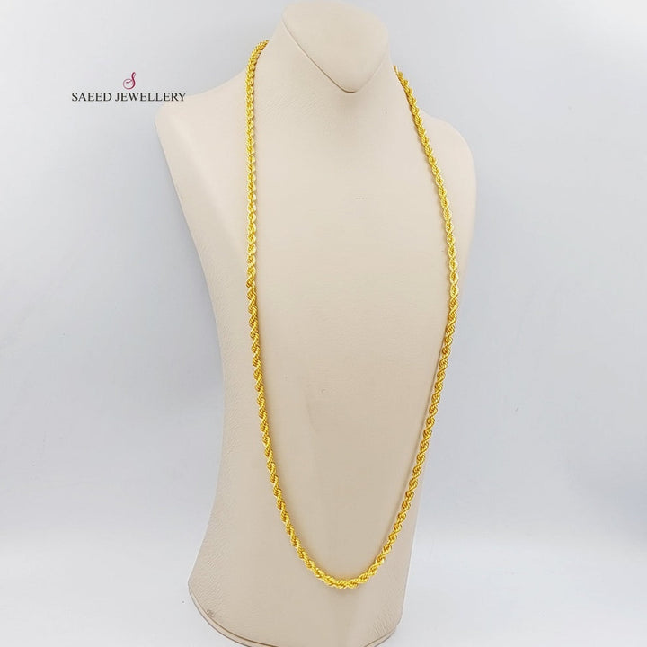 21K Gold 5mm Rope Chain by Saeed Jewelry - Image 5