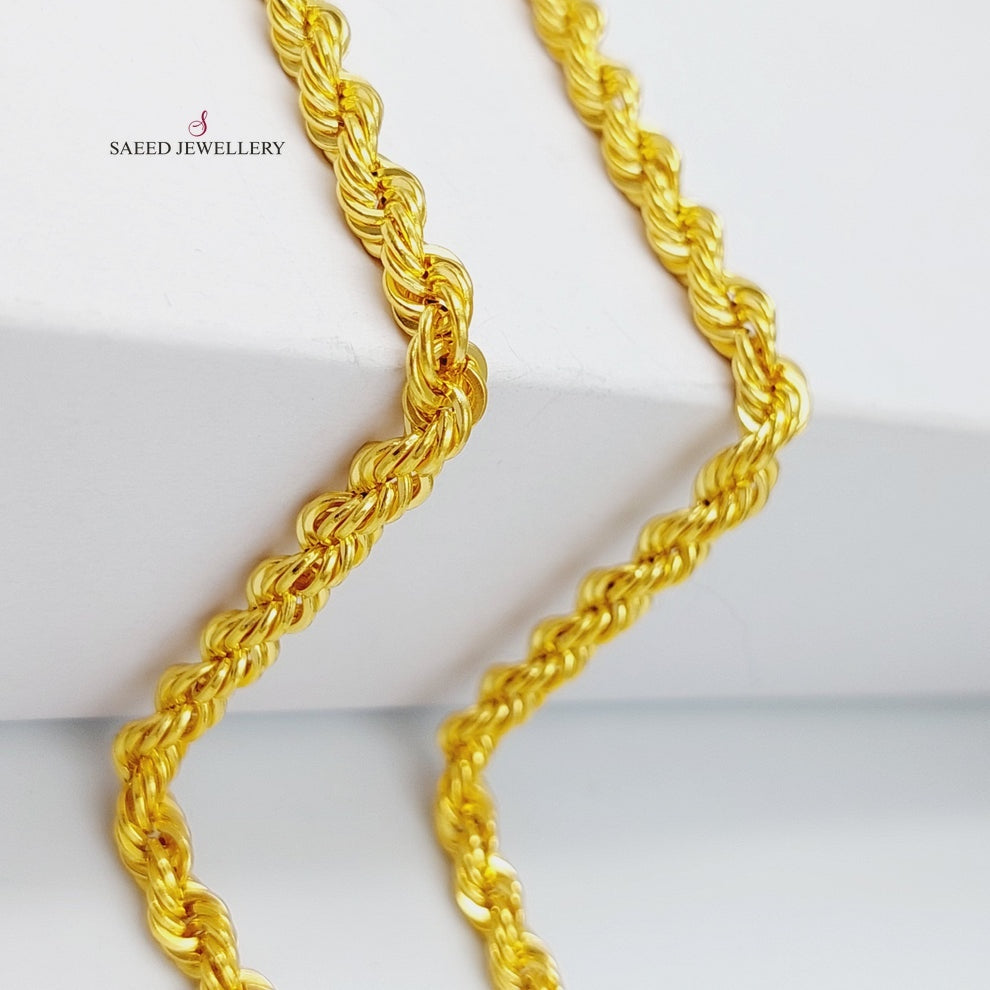 21K Gold 5mm Rope Chain by Saeed Jewelry - Image 9